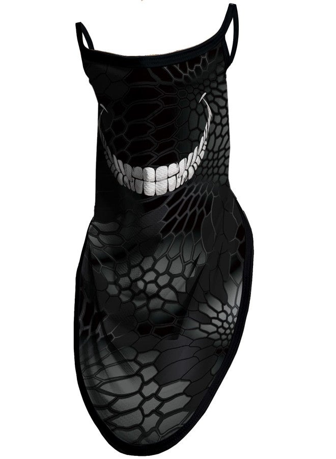 أوباكل قناع وجه أوباكل باندانا مع حلقات للأذن، قناع للرقبة، وشاح، غطاء للوجه للرجال والنساء (ابتسامة أسنان بيضاء) - Image 1