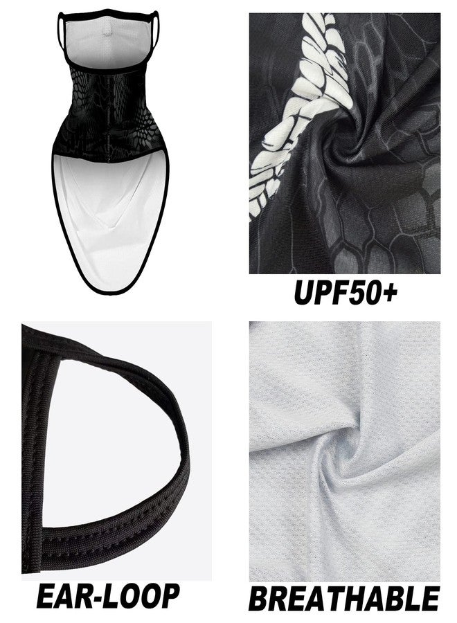 أوباكل قناع وجه أوباكل باندانا مع حلقات للأذن، قناع للرقبة، وشاح، غطاء للوجه للرجال والنساء (ابتسامة أسنان بيضاء) - Image 2