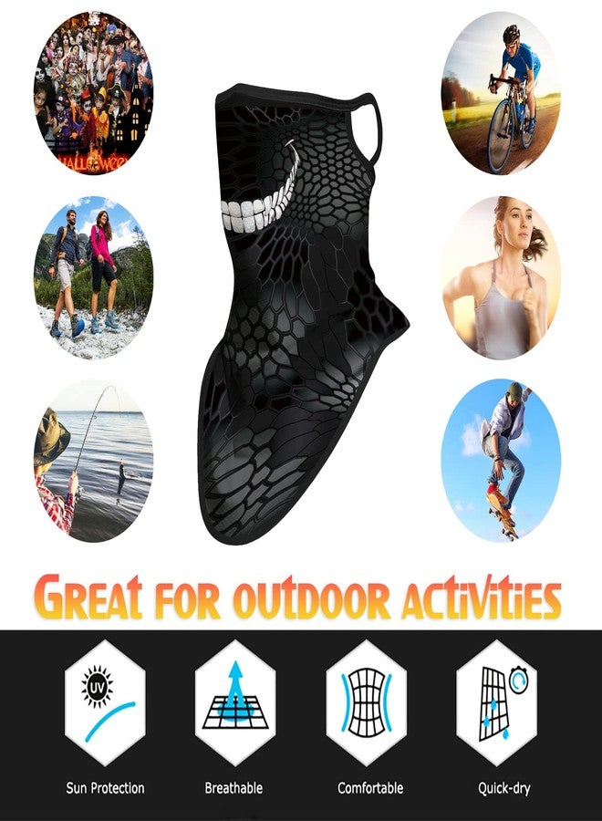 أوباكل قناع وجه أوباكل باندانا مع حلقات للأذن، قناع للرقبة، وشاح، غطاء للوجه للرجال والنساء (ابتسامة أسنان بيضاء) - Image 5