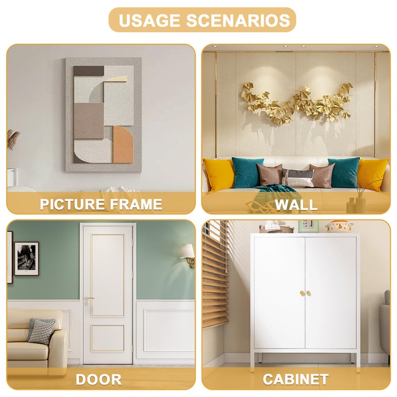 Soengsau Glossy Gold Finish Wall Molding Trim, 196.8"L x 1.57"W Peel and Stick Corner Guards, Protection & Decoration for Countertops, Furniture Cabinets and Tables - Image 5