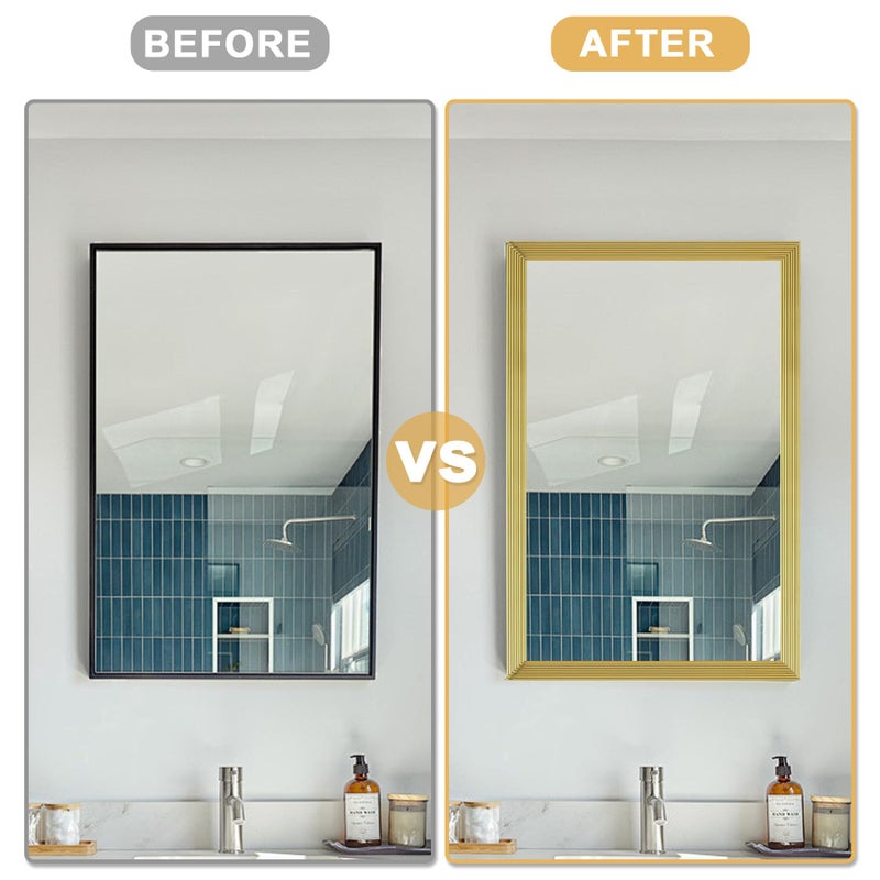 Soengsau Glossy Gold Finish Wall Molding Trim, 196.8"L x 1.57"W Peel and Stick Corner Guards, Protection & Decoration for Countertops, Furniture Cabinets and Tables - Image 3