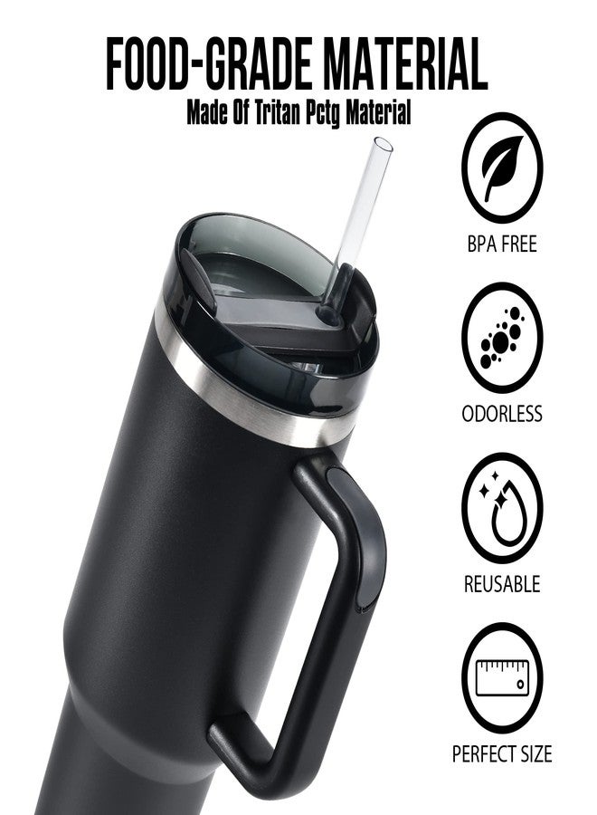 Veskaoty Replacement Straw for 40 oz Stanley Tumbler with Handle, 10 Pack Extra Long Straight Reusable Clear Straws with 2 Cleaning Brushes for Stanley Adventure Quencher Travel Cup Water Bottle Accessories - Image 4