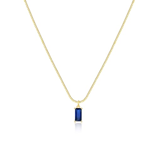 FUNEIA September Necklaces for Women Gold Color Plated Emerald Birthstone Necklace for Women Mothers Dainty Gold Color Necklace Blue Green Cubic Zirconia Pendant Necklace Birthday Gifts Jewelry - Image 1
