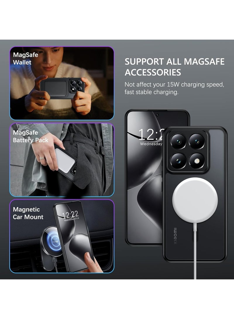 غطاء مغناطيسي لهاتف Xiaomi 14T Pro، متوافق مع MagSafe، غطاء خلفي من TPU+PC مقاوم للصدمات مع ملمس مات، حماية ضد البصمات، تصميم نحيف يناسب الجهاز. - Image 2