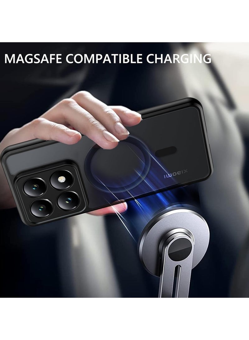 غطاء مغناطيسي لهاتف Xiaomi 14T Pro، متوافق مع MagSafe، غطاء خلفي من TPU+PC مقاوم للصدمات مع ملمس مات، حماية ضد البصمات، تصميم نحيف يناسب الجهاز. - Image 4