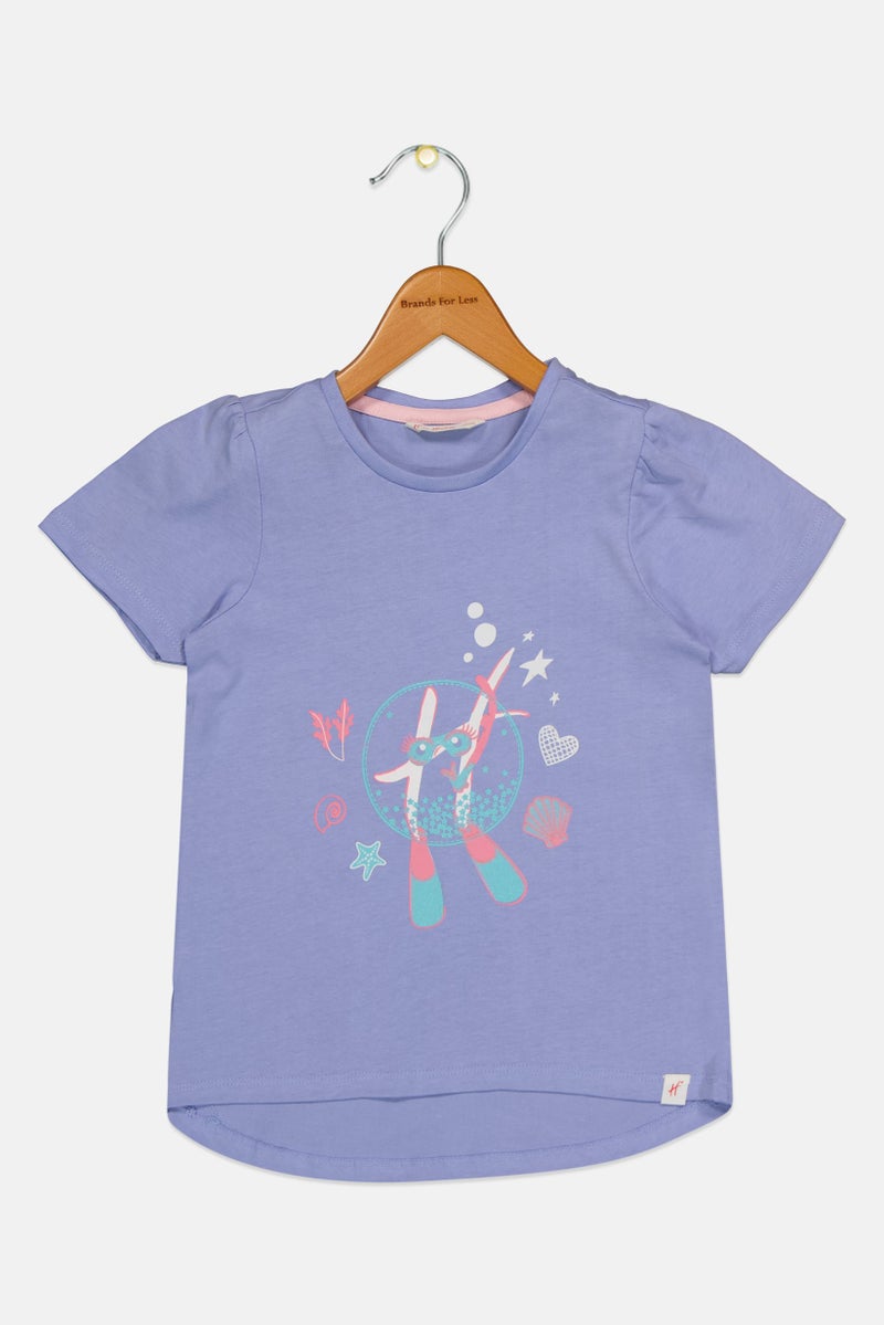 Hamleys Kids Girl Short Sleeve Graphic Print T-Shirt, Purple - Image 2