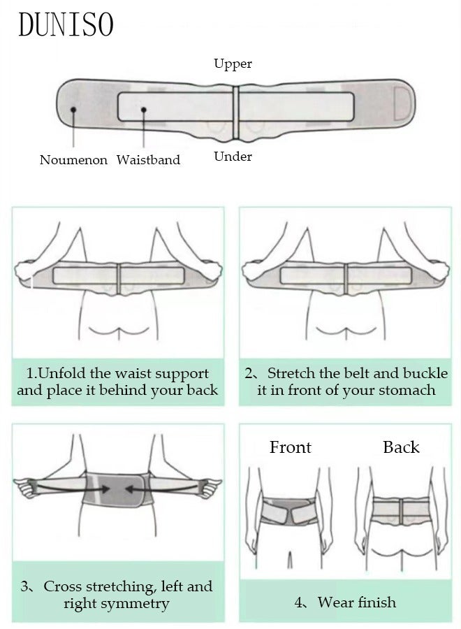 DUNISO Waist Support Belt for Lower Back Pain Relief Sciatica, Scoliosis, Herniated Disc, Breathable Back Support Belt for Women Men, Adjustable Lumbar Support Brace Body Shape Waist Trainer  - Image 2