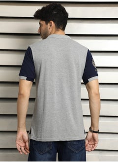 HIGH STAR Grey Colorblock Polo Collar T-Shirt for Men  - Image 5