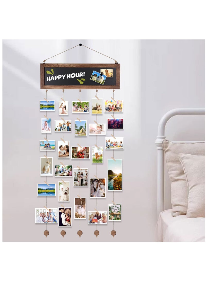Excefore - Picture Frames Collage Wall Decor, Photo Collage Frame for Wall, Multi Pictures DIY Photo Display Set, Hanging Picture Frames with 30Clips for Office Home Bedroom Living Decor - Image 1
