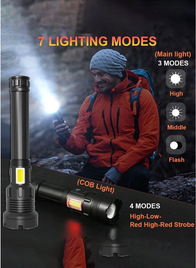 Arabest Powerful Led Flashlight, XHP160 High Power Torch Light, Rechargeable Tactical Flashlight, 26650 Usb Camping Lamp Short Style - Image 3