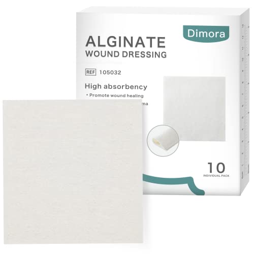 Dimora Calcium Alginate Wound Dressing 4 x 4 Patches10 Individual Sterile Pads Soft and Highly Absorbent Dressing Gauze NonStick Padding