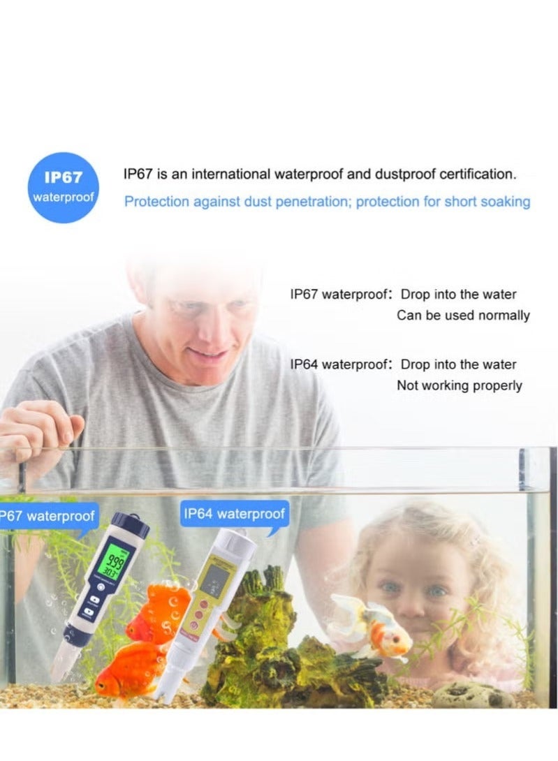 5 in 1 Electronic Household Meter, pH, TDS, EC, Salinity and Temperature Tester for Water Quality, with LCD Display, for Drinking Water, Aquarium, Swimming Pool - Image 3