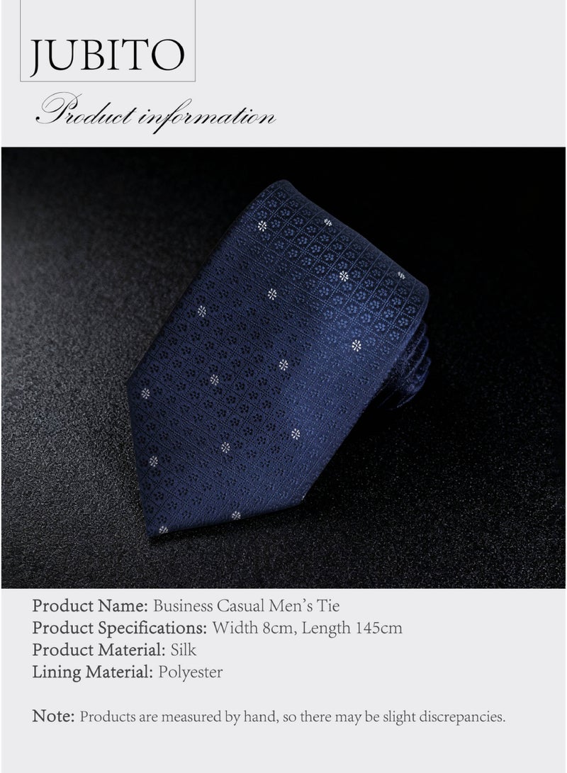 جوبيت ربطة عنق رجالية، ربطة عنق يدوية، ربطة عنق رسمية للأعمال، ربطة عنق جاكار زرقاء 8 سم، صندوق هدايا للرجال - Image 5