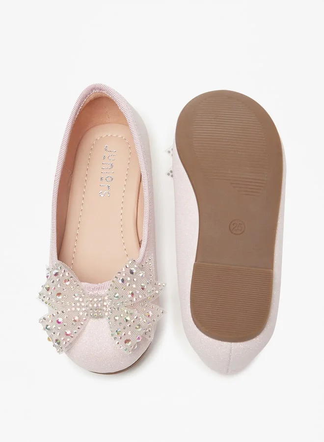JUNIORS Girls Bow Accent Slip-On Ballerina Shoes