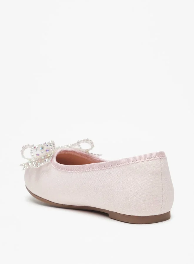 JUNIORS Girls Bow Accent Slip-On Ballerina Shoes