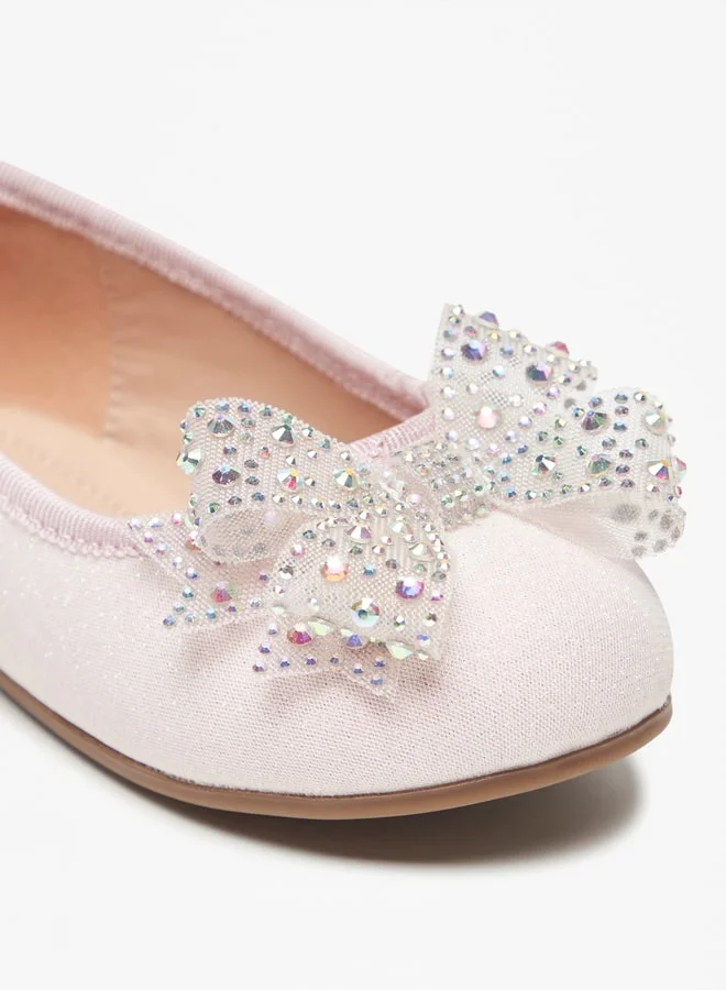 JUNIORS Girls Bow Accent Slip-On Ballerina Shoes