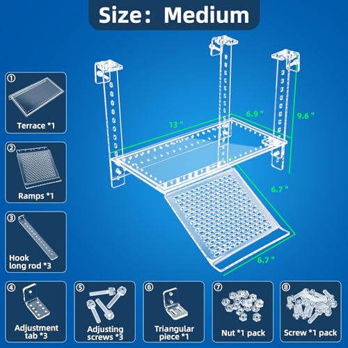 RunDuck Turtle Docks Large Adjustable Turtle Basking Platform for Aquatic Turtles, Design for Tanks 0.3"-2" Thick, Stable Construction,Slip-Resistant Ramp,Adjustable Ramp Direction (13'' x 6.9'') - Image 2