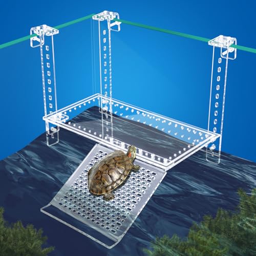 RunDuck Turtle Docks Large Adjustable Turtle Basking Platform for Aquatic Turtles, Design for Tanks 0.3"-2" Thick, Stable Construction,Slip-Resistant Ramp,Adjustable Ramp Direction (13'' x 6.9'') - Image 1