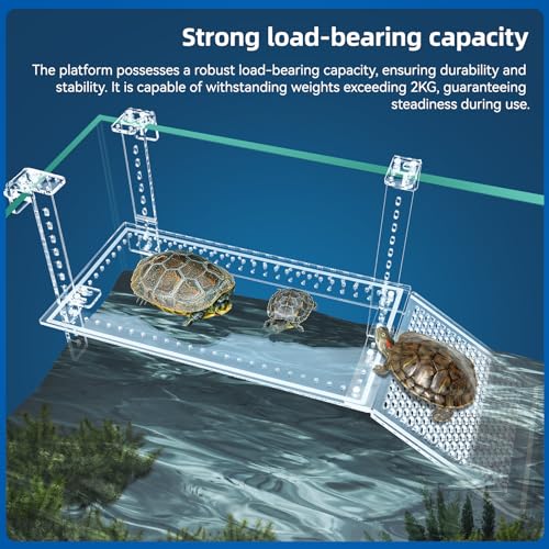 RunDuck Turtle Docks Large Adjustable Turtle Basking Platform for Aquatic Turtles, Design for Tanks 0.3"-2" Thick, Stable Construction,Slip-Resistant Ramp,Adjustable Ramp Direction (13'' x 6.9'') - Image 5