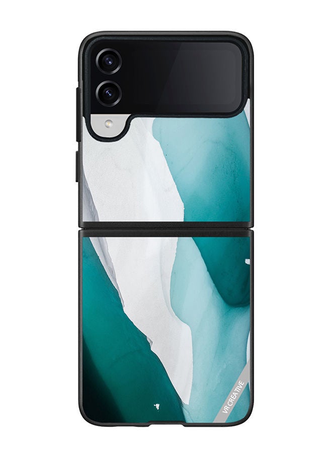 VR CREATIVE Protective Case Cover For Samsung Galaxy Z Flip4 Green Flow Design Multicolour - Image 1