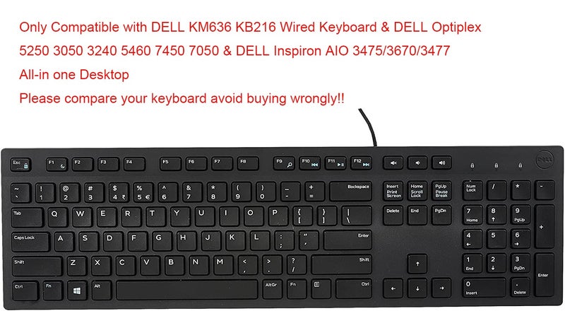 iKammo Color Keyboard Cover Skins Compatible with Dell KB216 KM636 Wired Keyboard & Dell Optiplex 5250 3050 3240 5460 7450 7050 & Dell Inspiron AIO 3475/3670/3477 All-in one Desktop Cover Skins(Rainbow) - Image 2