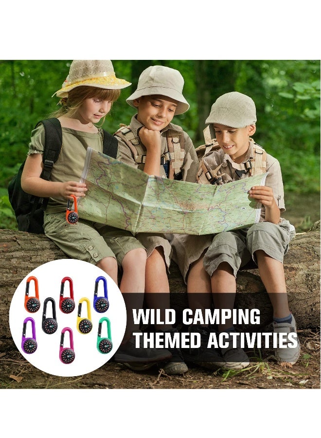 Generic Compass Keychain for Kids, Adventure Camping Small Keychain Belt Clips With Holes Compass Metal Buckle Keychain Outdoor, Project Prizes for Hiking, Camping Party Favors (32 Pcs, 8 Colors) - Image 2
