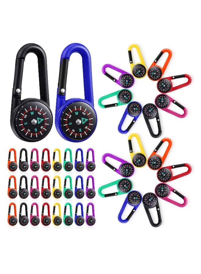Generic Compass Keychain for Kids, Adventure Camping Small Keychain Belt Clips With Holes Compass Metal Buckle Keychain Outdoor, Project Prizes for Hiking, Camping Party Favors (32 Pcs, 8 Colors) - Image 1