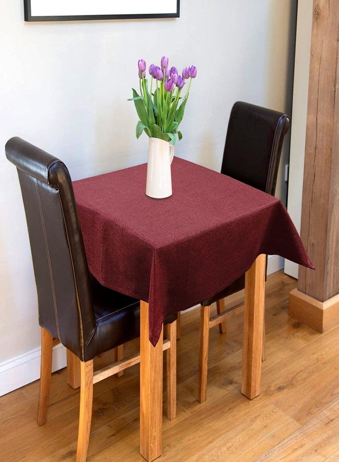 LINEN BASICS غطاء طاولة طعام من الكتان الأساسي مصنوع من البوليستر والجوت، مناسب لشخصين، مقاس 40 × 40 بوصة، (أحمر) - Image 1
