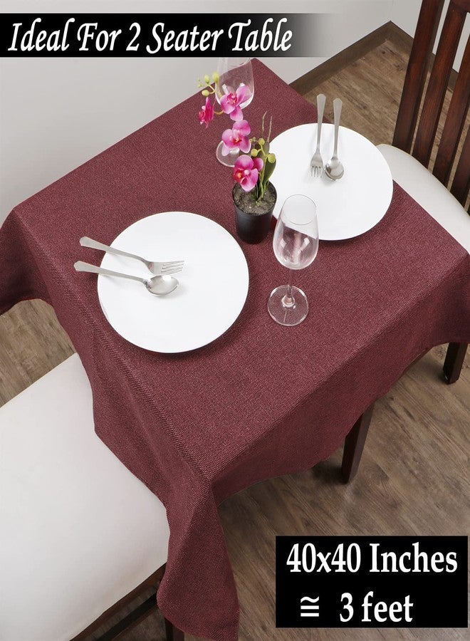 LINEN BASICS غطاء طاولة طعام من الكتان الأساسي مصنوع من البوليستر والجوت، مناسب لشخصين، مقاس 40 × 40 بوصة، (أحمر) - Image 3