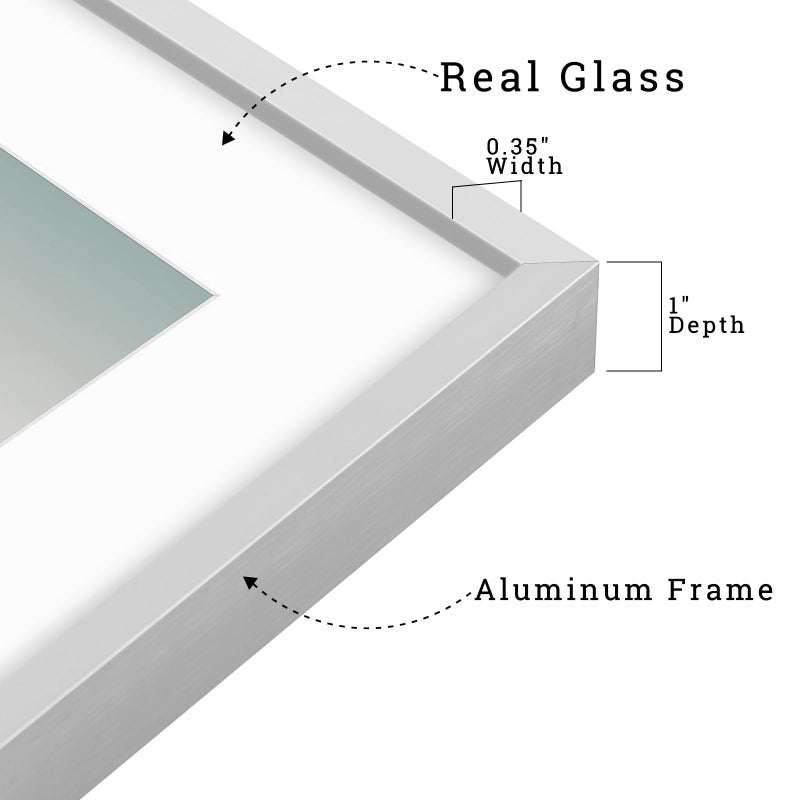 Frametory, 8x10 Metal Picture Frame with Mat for 5x7 Picture & Real Glass, Aluminum Photo Frame Collection (Silver, 1 Pack) - Image 3