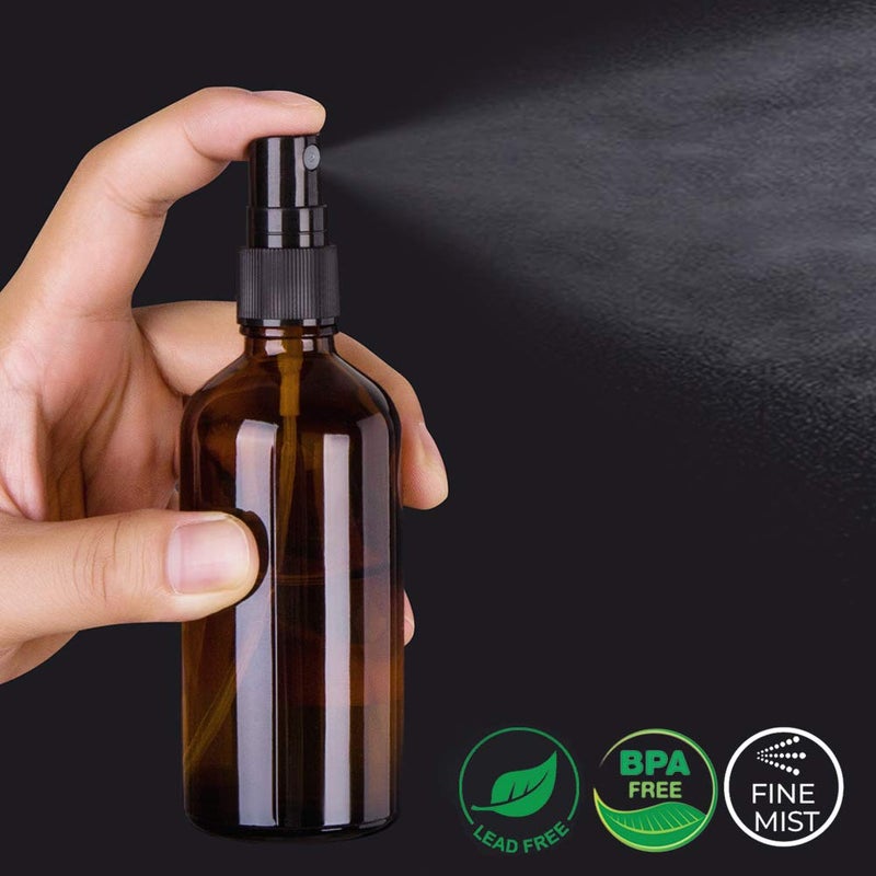 hmaimas Amber Glass Spray Bottles, 4 oz Small Spray Bottles Fine Mist, Set of 4 (Amber) - Image 2