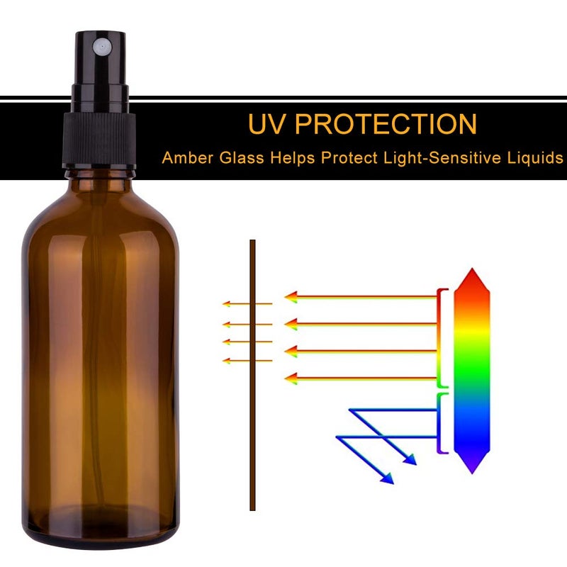 hmaimas Amber Glass Spray Bottles, 4 oz Small Spray Bottles Fine Mist, Set of 4 (Amber) - Image 4