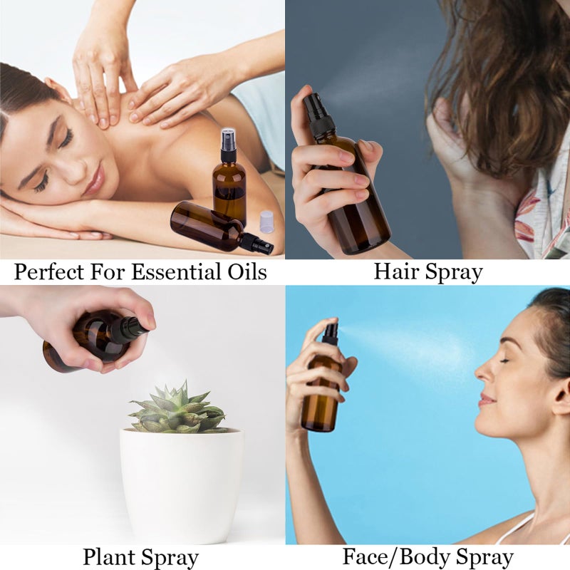 hmaimas Amber Glass Spray Bottles, 4 oz Small Spray Bottles Fine Mist, Set of 4 (Amber) - Image 5