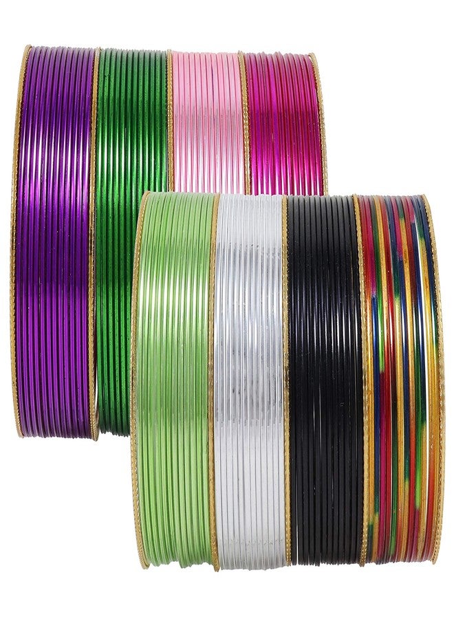 ZULKA Metal With Cutting Design Glossy Finished Bangles Set For Women and Girls, (M1-B-2.6 Inches), Pack Of 106 Bangles Set - Image 1