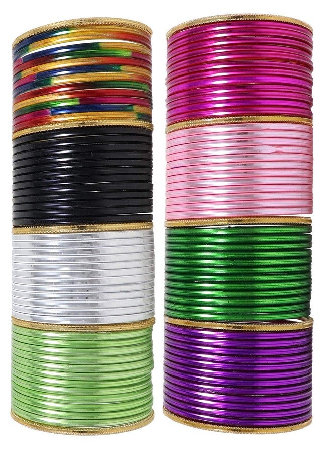 ZULKA Metal With Cutting Design Glossy Finished Bangles Set For Women and Girls, (M1-B-2.6 Inches), Pack Of 106 Bangles Set - Image 3