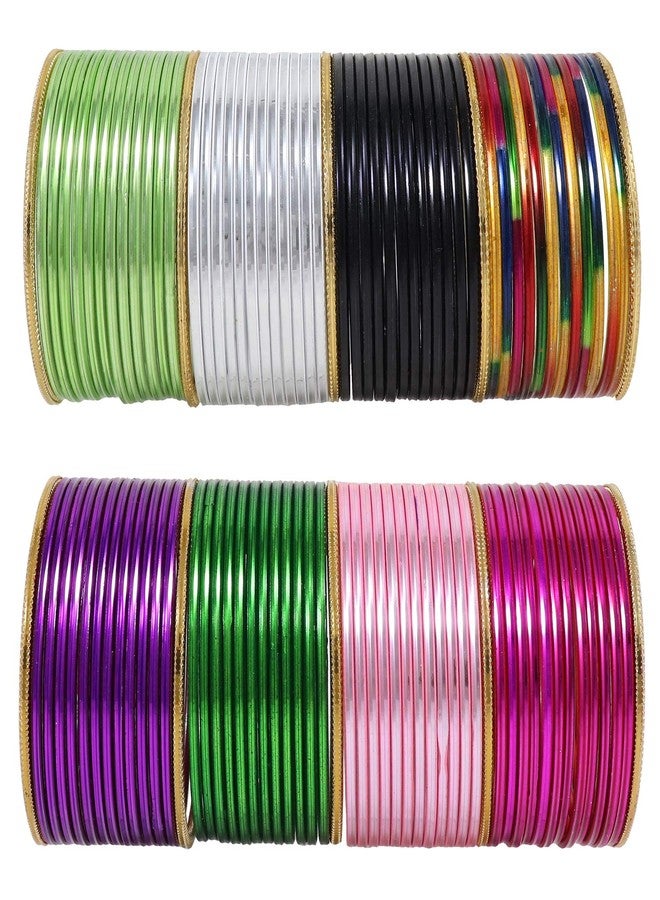 ZULKA Metal With Cutting Design Glossy Finished Bangles Set For Women and Girls, (M1-B-2.6 Inches), Pack Of 106 Bangles Set - Image 2