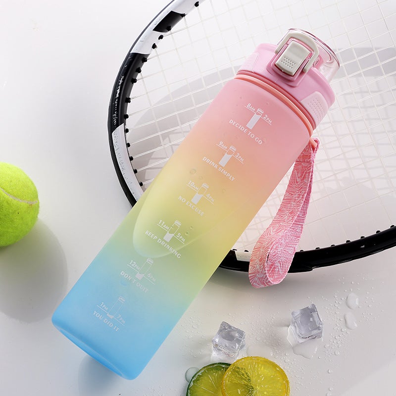 Mens Gradient Cycling Water Bottle with Straw Pink (straight drink)