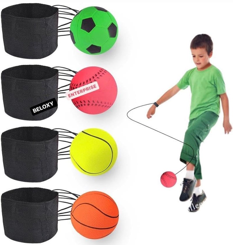 BELOXY Wrist Band Ball | String Ball | Yoyo Ball | Bouncy Rubber Return Ball | Birthday Party Gift for Children, Kids and Toddlers (String Ball 1) - Image 2