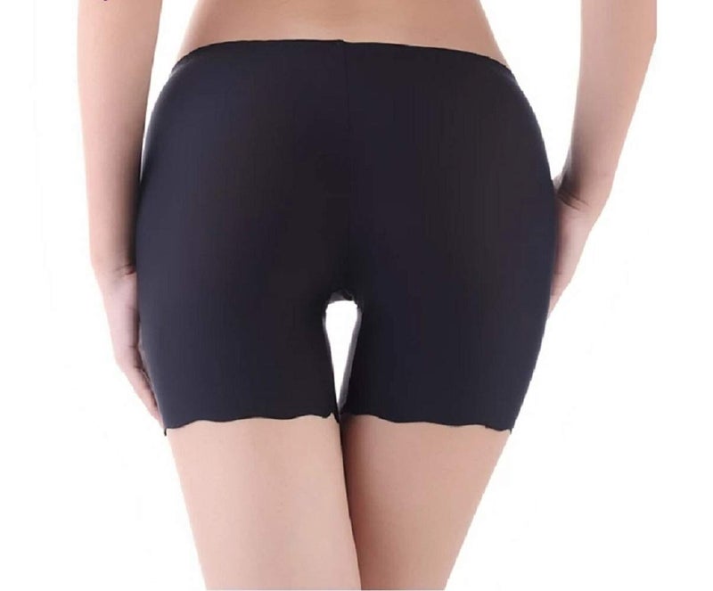 PLUMBURY Women's/Girl's Seamless Smooth Ice Silk Boyshort Panty/Cycling Shorts/Under Skirt Shorts,Free Size (Pack of 2), Black/White, Size M - Image 2