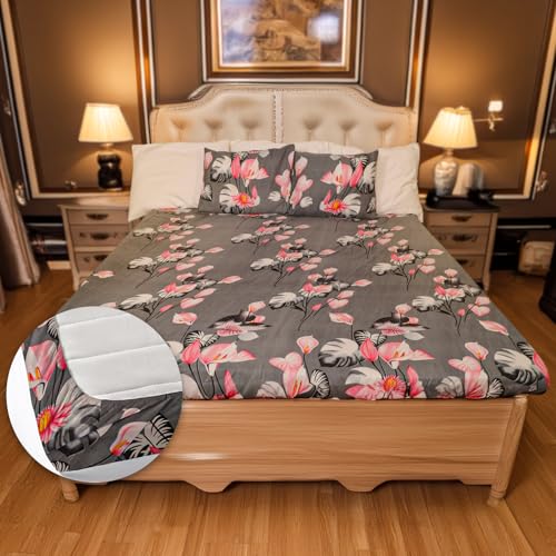 Status Contract Cotton Rich Double Fitted Bedsheet with 2 Pillow Covers for Bed Room, Home, Hotel-120 GSM (D3) - Image 1