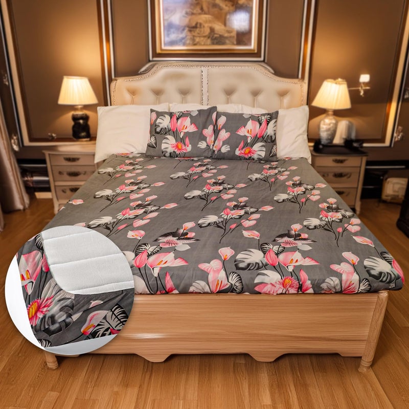 Status Contract Cotton Rich Double Fitted Bedsheet with 2 Pillow Covers for Bed Room, Home, Hotel-120 GSM (D3) - Image 5