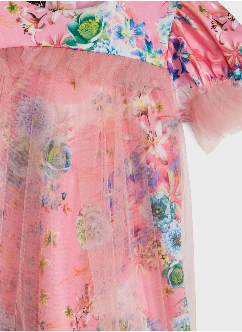 Little Golden Apple Floral Tulle Dress