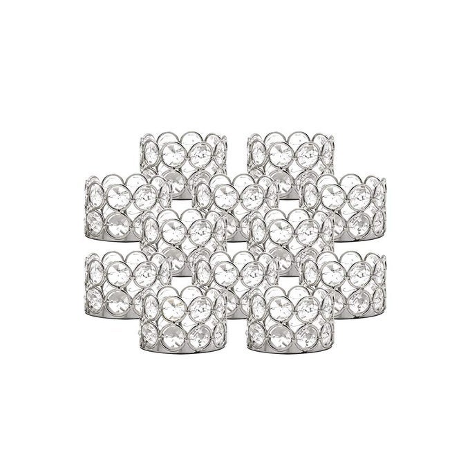 SILVER CRYSTAL TEA LIGHT CANDLE HOLDERS SET OF 12 FOR WEDDING HOME TABLE CENTERPIECE DECORATIONEASTER GIFTCANDLE EXCLUDED
