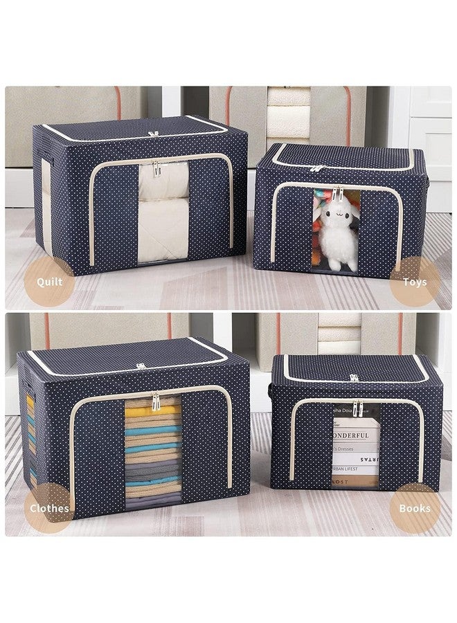 Raggle polycotton 3PCS Clothes Storage Organizer Bins, Foldable Storage Bins-Cloth Steel Frame Storage Box with Foldable Clear Window & Reinforced Handles 50 * 40 * 30CM (66l pack 3, Blue Dot) - Image 4