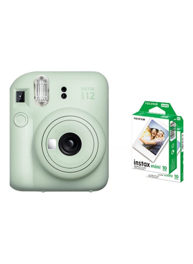 FUJIFILM Instax Mini 12 Instant Film Camera Mint Green With Pack Of 20 Films