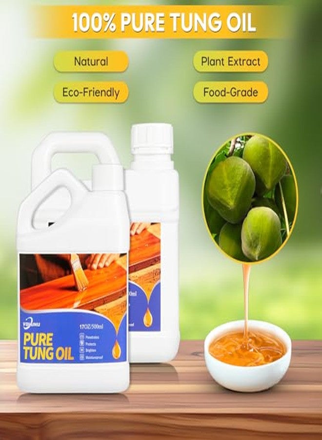 Volunu 35OZ 100% Pure Tung Oil for Wood with a Brush,All-Natural Wood Oil,Food Safe Tung Oil Finish for Furniture, Decks & Countertops,No Additives, Solvents or Synthetic Ingredients - Image 2