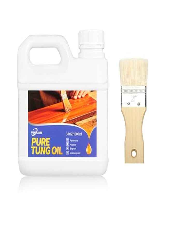 Volunu 35OZ 100% Pure Tung Oil for Wood with a Brush,All-Natural Wood Oil,Food Safe Tung Oil Finish for Furniture, Decks & Countertops,No Additives, Solvents or Synthetic Ingredients - Image 1