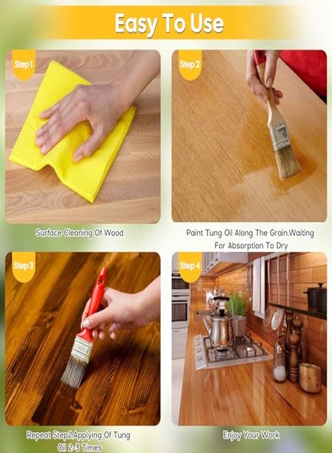 Volunu 35OZ 100% Pure Tung Oil for Wood with a Brush,All-Natural Wood Oil,Food Safe Tung Oil Finish for Furniture, Decks & Countertops,No Additives, Solvents or Synthetic Ingredients - Image 5