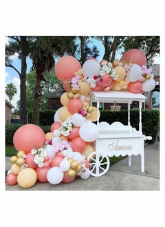 Y&D Balloon Arch Garland Kit, Retro Pink Apricot White and Metallic Gold Latex Balloons for Wedding Bridal Engagement Anniversary Birthday Baby Shower Girls' Decorations  - Image 1