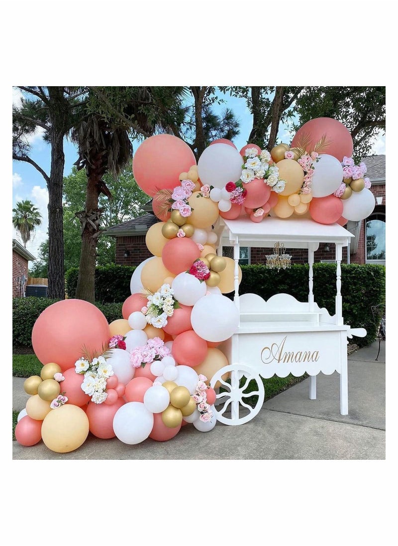 Y&D Balloon Arch Garland Kit, Retro Pink Apricot White and Metallic Gold Latex Balloons for Wedding Bridal Engagement Anniversary Birthday Baby Shower Girls' Decorations  - Image 1